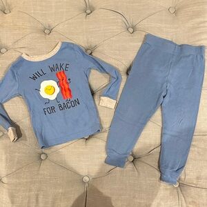 Wonder Nation Blue Pajama Set with Fun Breakfast Theme